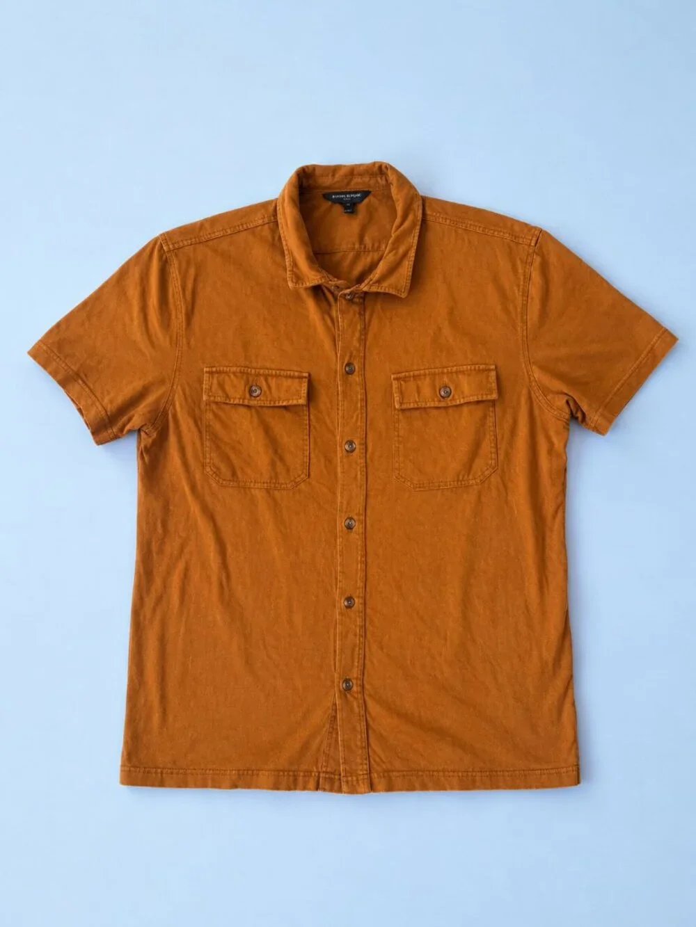 Banana Republic Men’s Medium Brown Slim Fit Short Sleeve Button-Up Shirt